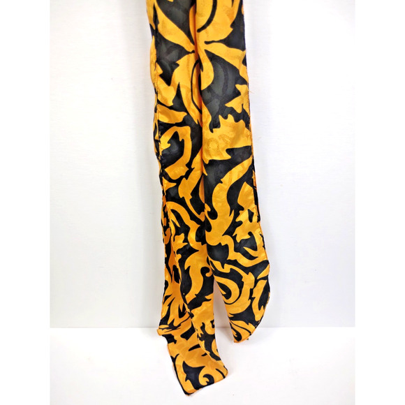 Women's Boho Abstract Geometric Print Scarf 60" Gold Black Pointed Ends - Picture 4 of 5